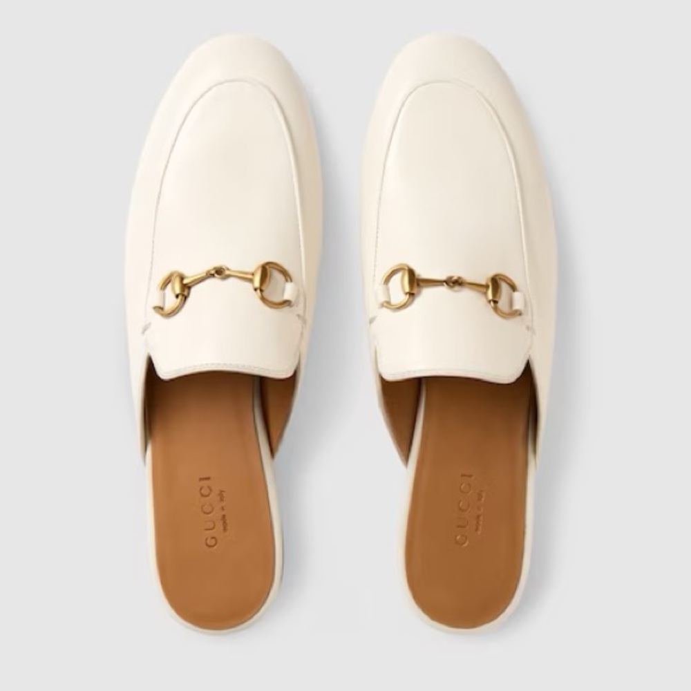 Gucci PRINCETOWN mules white soft leather slippers